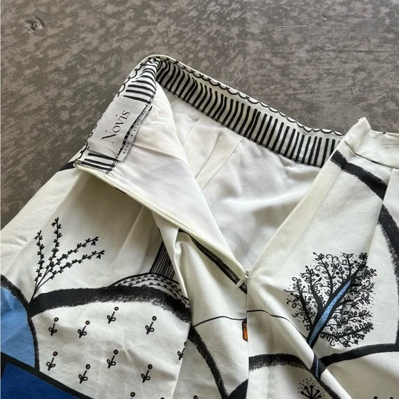 Novis Women’s Skirt Landscape Print Multicolor White Size 8 Made in USA - Picture 5 of 6